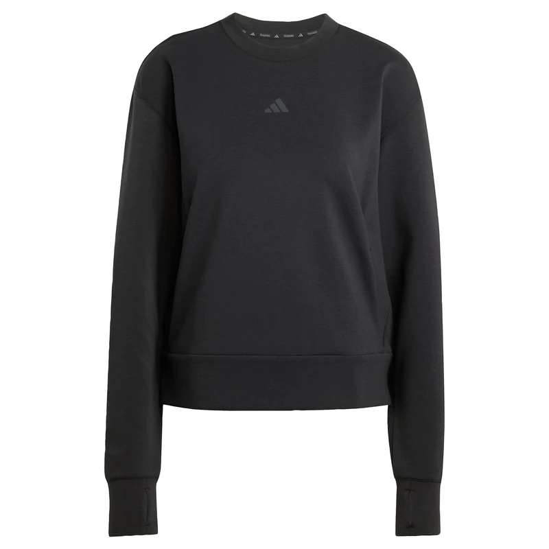 adidas Women's D4T Workout Warm Up Crew Neck Sweatshirt, black, XS