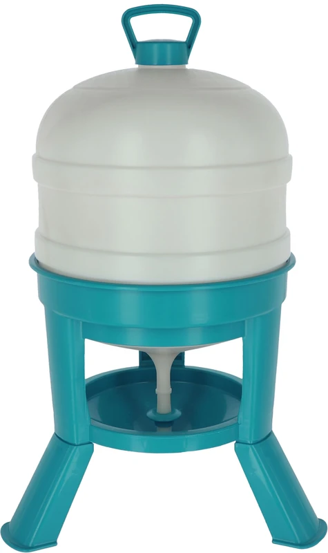 Kerbl Chicken Drinker, 30 L, Automatic Water Supply for Poultry, Shatterproof Plastic, for Soil Preservation, Food-Safe, Turquoise, White, 72.5 cm - Image 1
