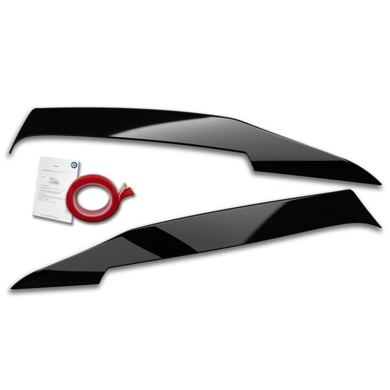 RDX Racedesign Head light spoilers compatible with Mercedes C-Class (W205) Sedan/Estate/Coupé 2014-2021 (ABS Gloss Black)