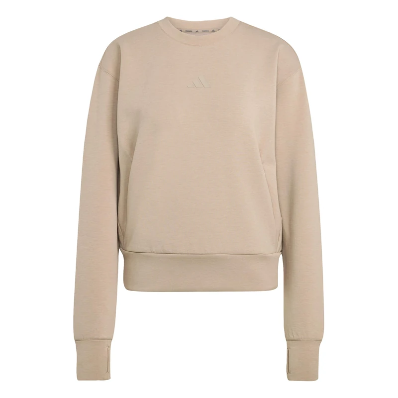 adidas Women's D4T Workout Warm Up Crew Neck, chalky brown, S