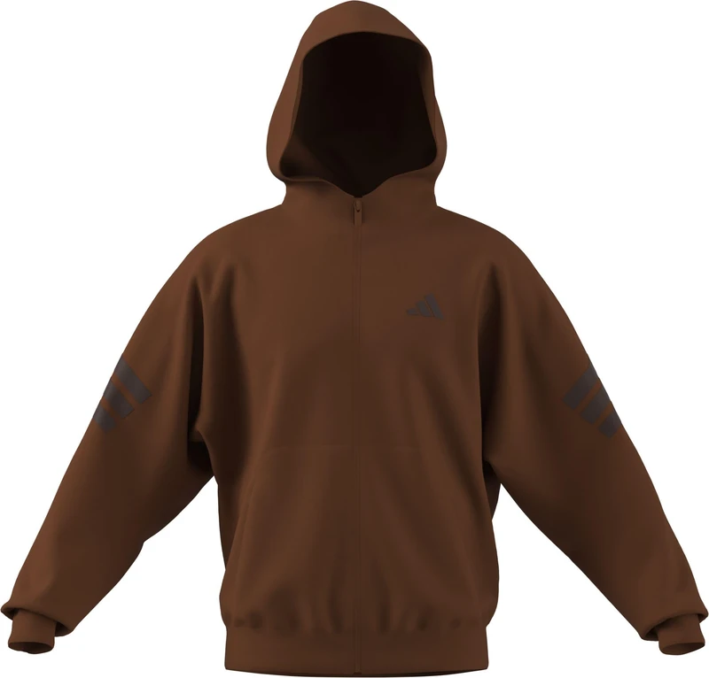 adidas Men's FUTURE ICONS THREE STRIPES FULL-ZIP HOODIE, Dusky Bronze, XXL