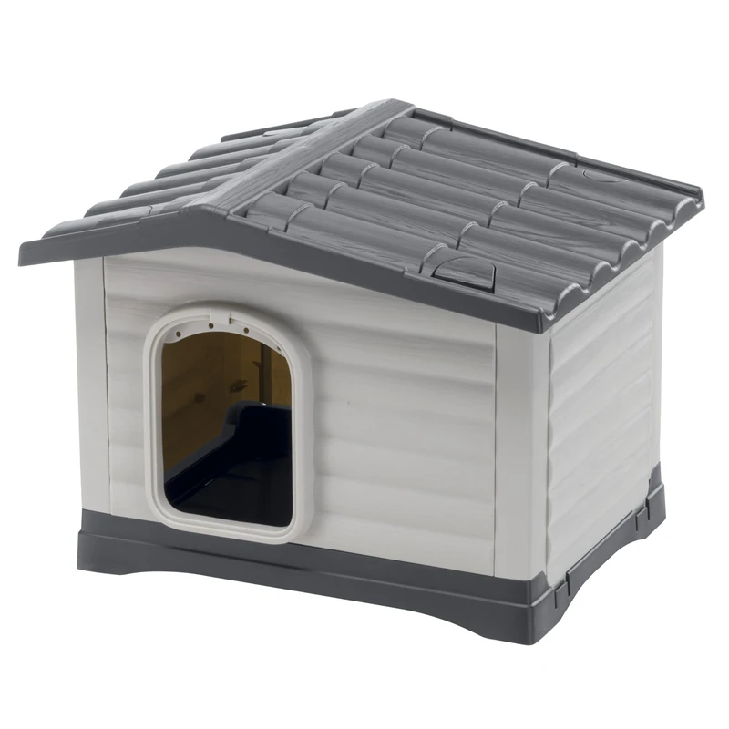 Ferplast Dog Kennel Outdoor DOGVILLA 60 SE, Dog House, Dog Kennel, Draining Bottom, Insulating Base, Removable Roof, Ventilation Grille, Recycled Plastic, 58 x 48 xh 44 cm