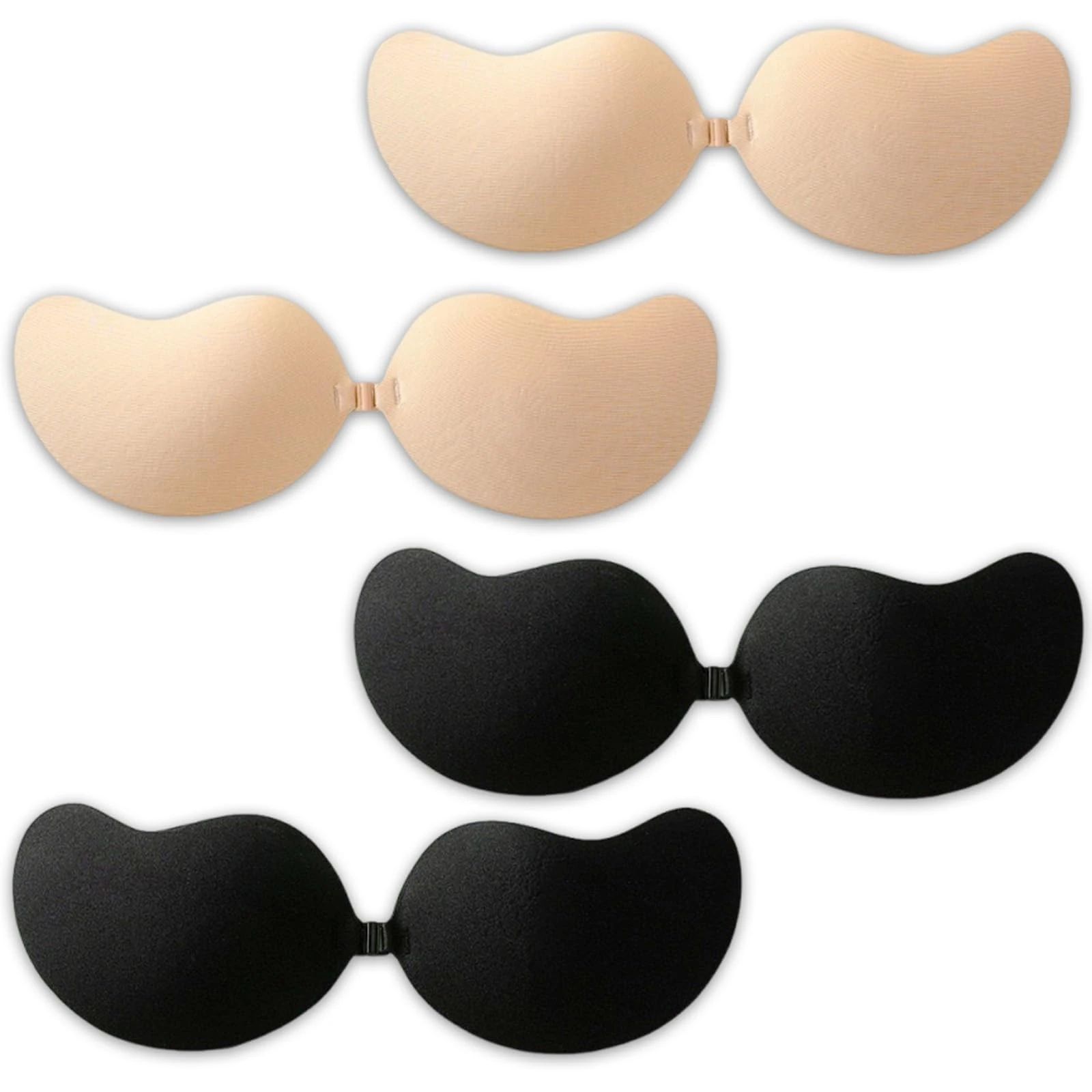 Syylqyr 4 PCS Sticky Bra Push Up - Invisible Bra for Summer V-Neck, Club & Wedding Dresses - Push Up Sticky Bra for Low-Back Out Outfits