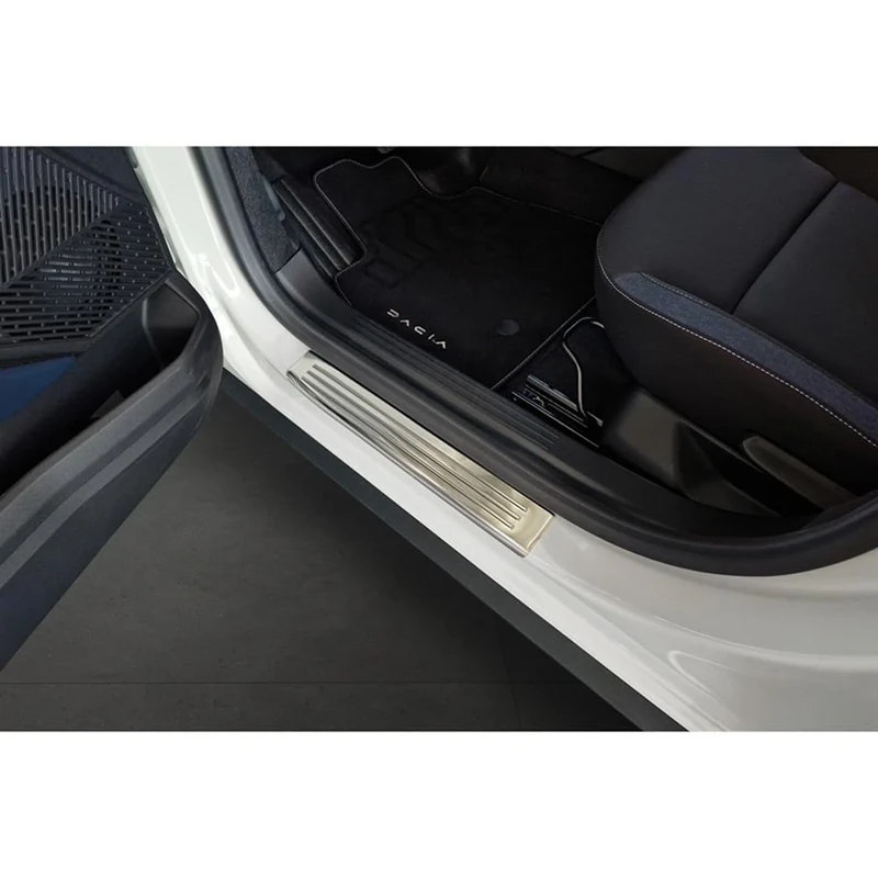 Avisa Inox door sill protectors compatible with Dacia Duster III 2024- - 'Lines' - 4-pieces