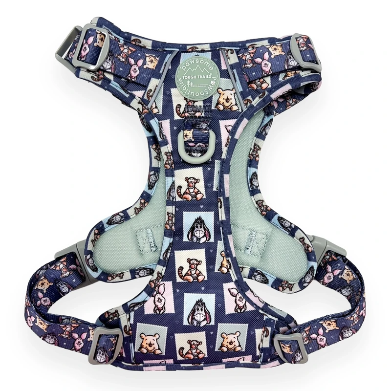 Pawsome Paws Boutique Winnie + Friends Large Tough Trails Dog Harness - Adjustable Disney Design No Pull Harness with Reflective Trim & Sturdy Buckle