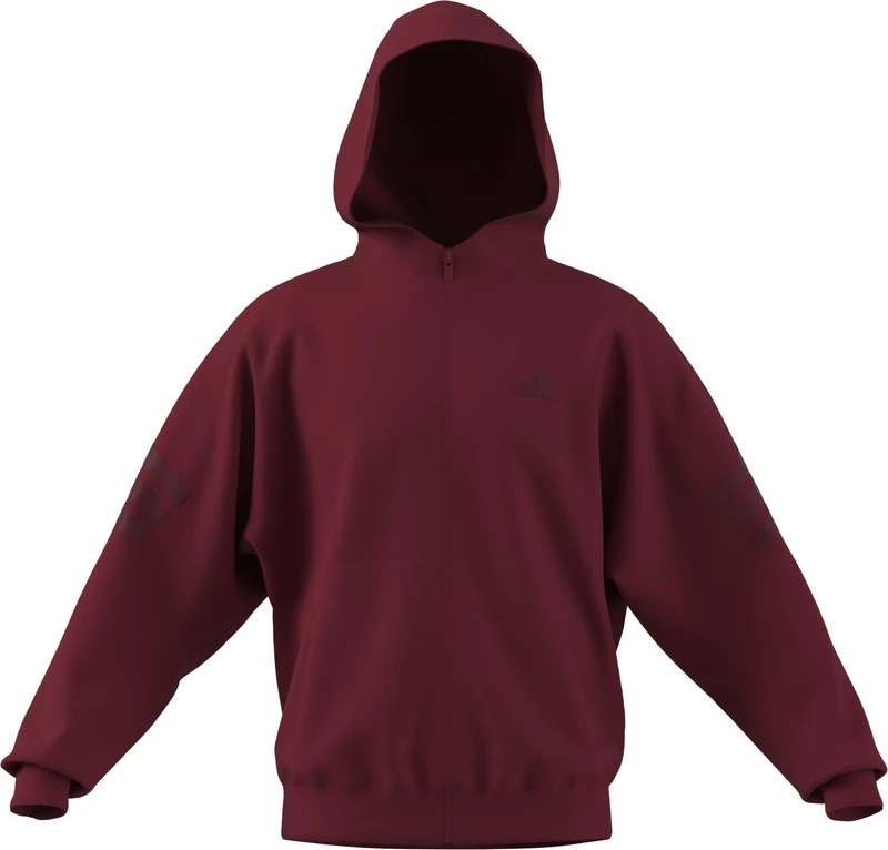 adidas Men's FUTURE ICONS THREE STRIPES FULL-ZIP HOODIE, active maroon, M