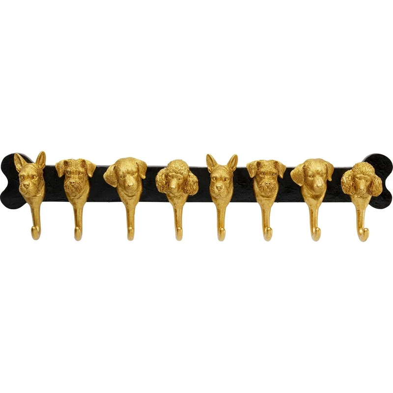 Kare Design Wall Hook Rack Dog Family, Gold/Black, 69 cm, Dog Motif, Home Decor, Wall Organizer, Funny Sculpture, for Coat and Hat, Enterway Decorative Style, Hallway, Office - Image 1