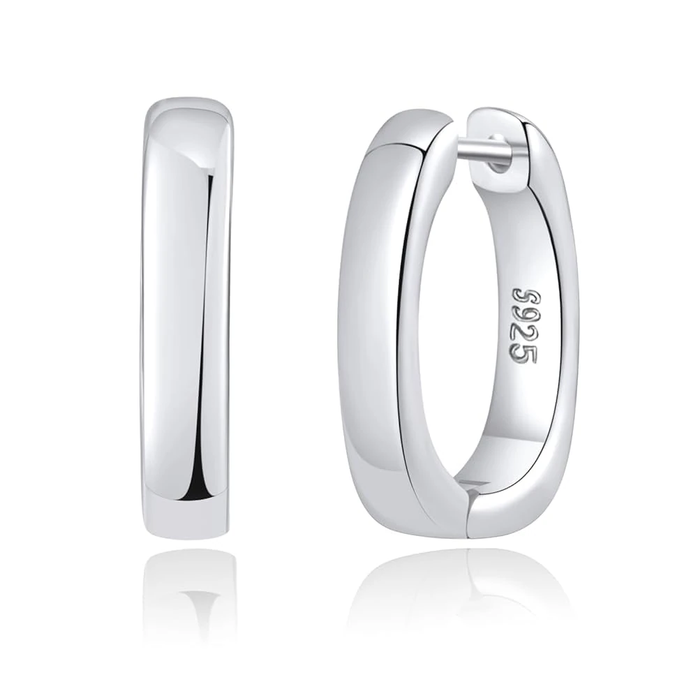 925 Sterling Silver Women's Earrings -15mm, Small Women's Silver Ring Earrings, Hypoallergenic And Lightweight, Fashionable Jewelry Gift, Suitable For Daily And Party Wear, One Size, Copper, No