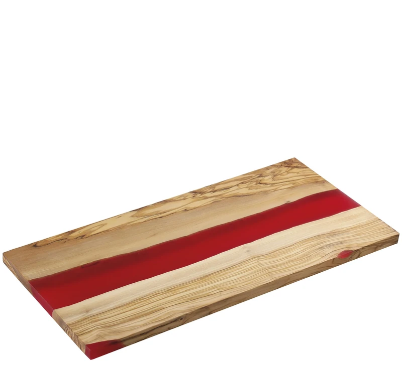 Zassenhaus Olive Wood & Resin Serving Board, Red, 45 x 22 x 1.5 cm, Handmade Premium Board with Unique Design, Ideal for Stylish Serving and Presenting Food