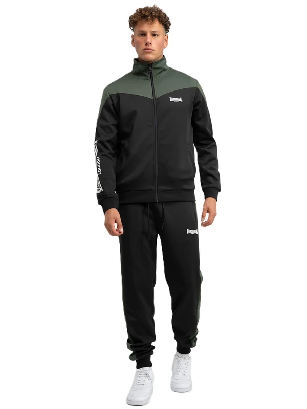 Lonsdale Men's Caunton Track Suit, Black/Olive/White, S