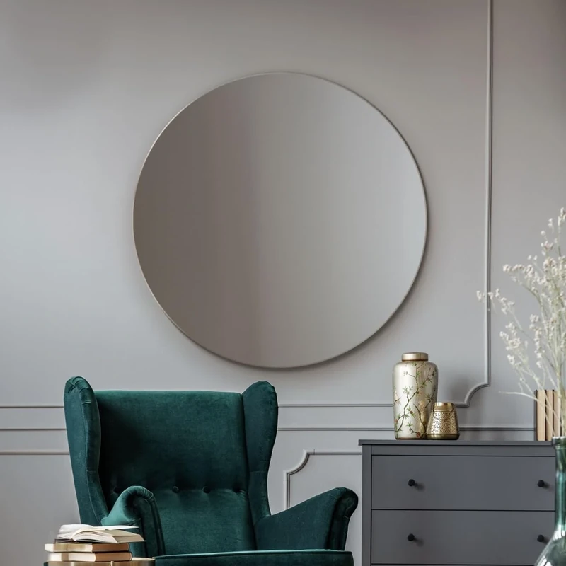 MirrorOutlet LargeRound Circular Frameless Bevelled wall Mirror: 100cm – Elegant Wall-Mounted Circular Mirror