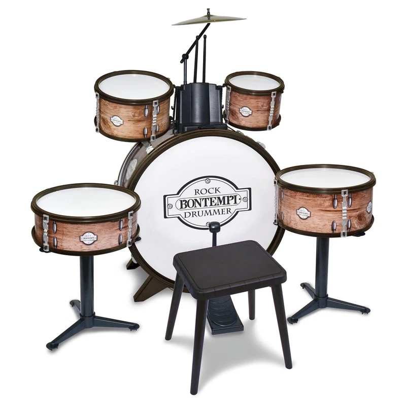 Bontempi | 6 Elements Bass Drum with Stool and 2 Drumsticks, Realistic Sound, 700 x 400 x 800 mm, Musical Game for Children 5+