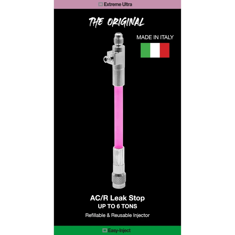 Errecom Extreme Ultra Leak Stop for Air Conditioning and Refrigeration Systems, includes Reusable and Rechargeable Direct Injection System Easy Inject 1/4 SAE - 6 mL