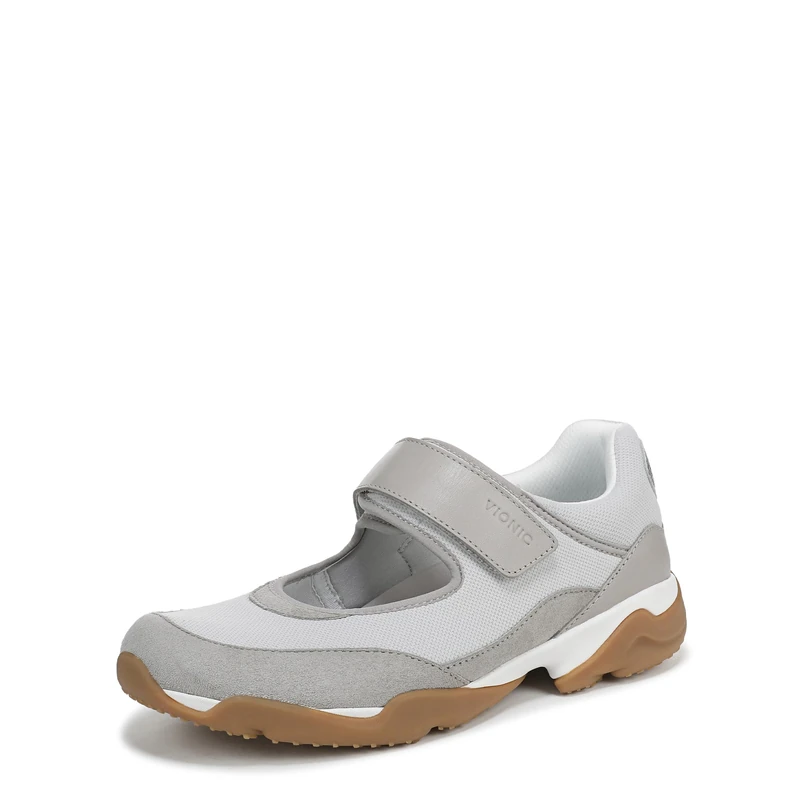Vionic Women's Walk Slim Giselle Sneaker, Vapor Grey Leather & Suede, 6.5 UK
