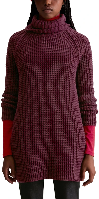 Marc OߴPolo Denim Women's Relaxed Fit Roll Neck Knitted Jumper, Red (Dark Maroon), XXS