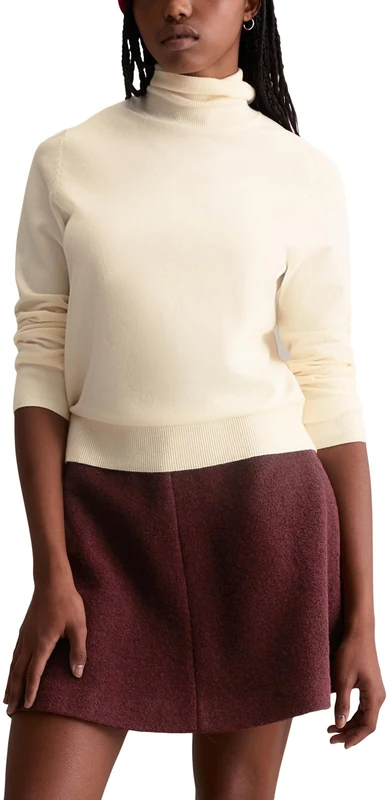 Marc OߴPolo Denim Women's Regular Fit Roll Neck Jumper, White (White Blush), L