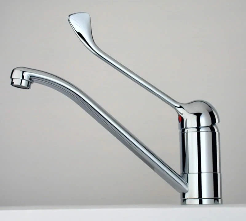 Professional Mono Basin Mixer Tap with Hospital Lever by Piralla, Chrome III Eco-Friendly Finish, Durable & Hygienic Design for Commercial & Home Use