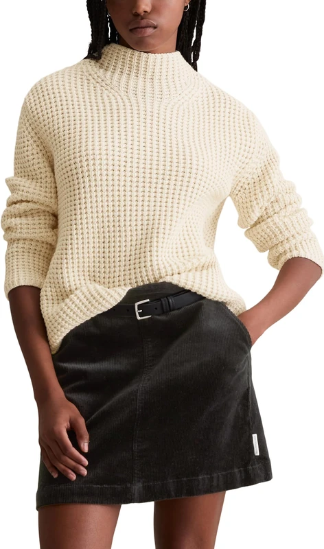 Marc OߴPolo Denim Women's Relaxed Fit Knitted Jumper with Stand Collar, White (White Blush), M