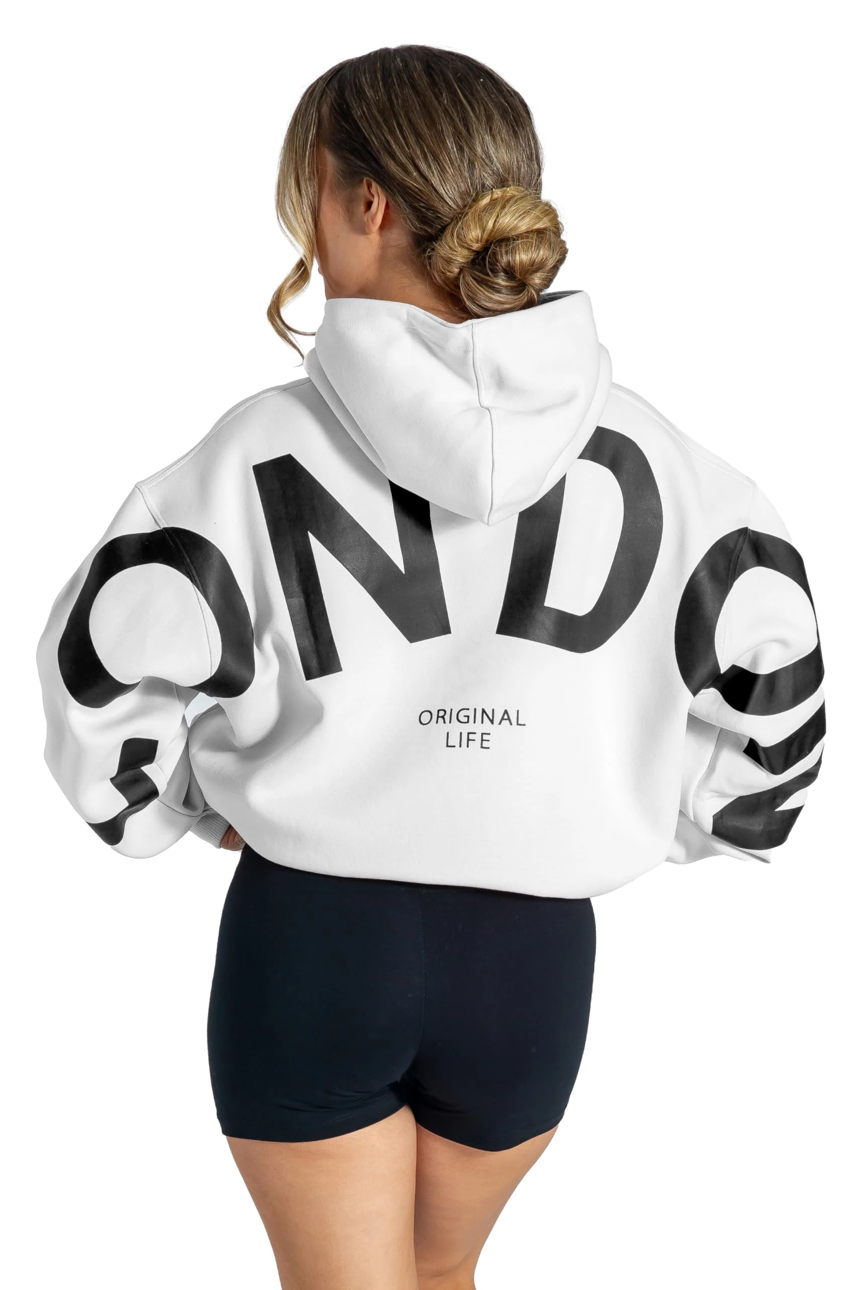 London Hoodies for Women UK Oversized Sweatshirts Letter Print Pullover Hoodie Women With Pocket and Drawstring Medium White