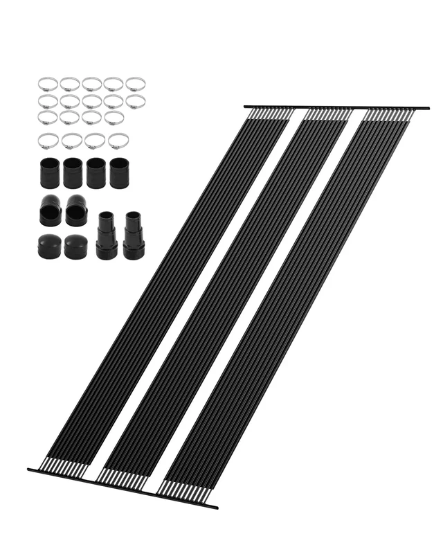 VEVOR Solar Pool Heater, 4 x 24 ft HDPE Pool Heating System - Durable & Weather-Proof, with Complete Accessories, Universal Solar Pool Panel–Raises Water Temperature, for Aboveground & Inground Pool