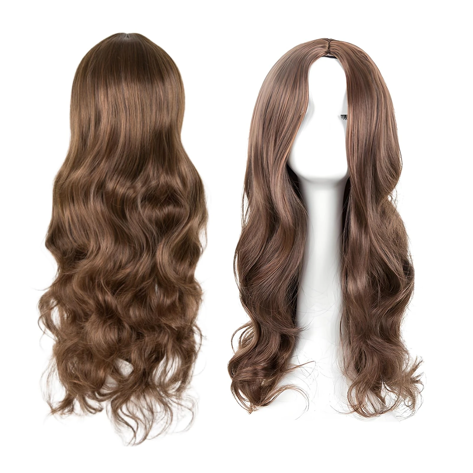 1 Pcs Ladies Wigs, 65 cm Long Curly Ladies Fancy Dress Synthetic Hair Brown Wigs for Women Charming Full Hair Long Replacement Brown Curly Cosplay Party, Daily Use