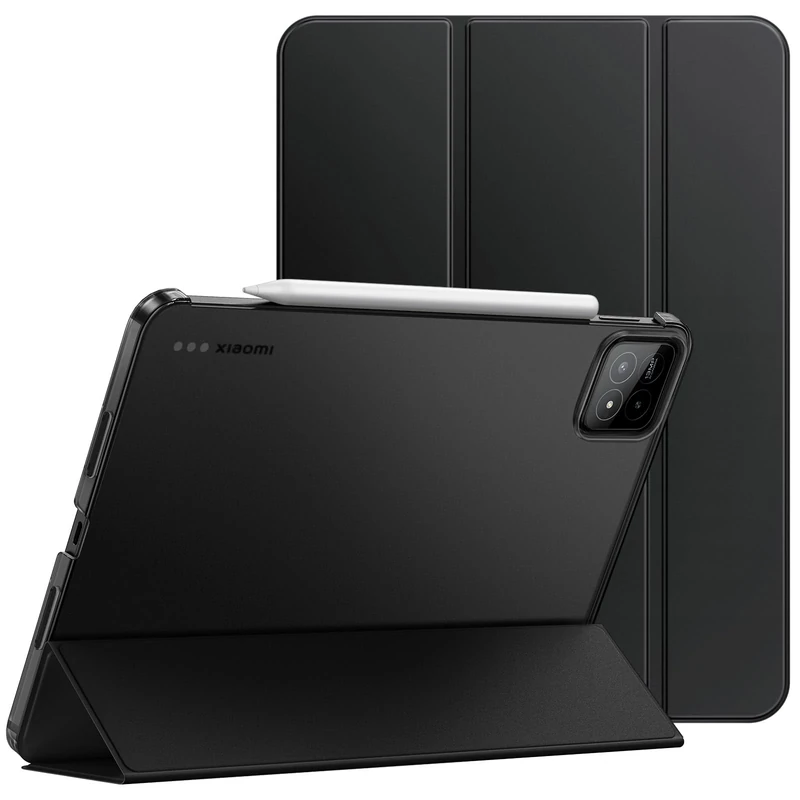 JETech Case for Xiaomi Pad 7/7 Pro (11.2-Inch, 2025 Model), Slim Translucent Back Tri-Fold Stand Protective Tablet Cover with Auto Wake/Sleep (Black)