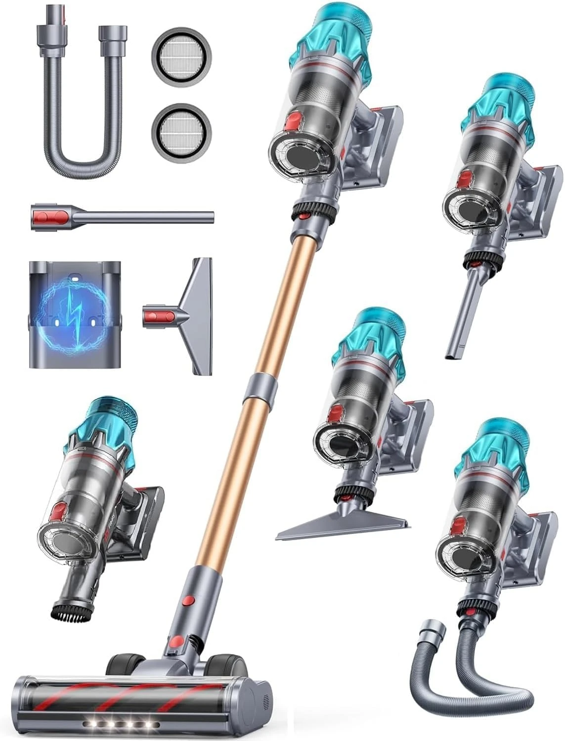 Cordless Vacuum Cleaner 65 Mins/600W/50Kpa, Vacuum Cleaners for Home with Touch Display, Lightweight Stick Vacuum Cleaner; Anti-Hair Wrap Technology, Wall Mount Charging Vacuum for Carpet/Pet Hair