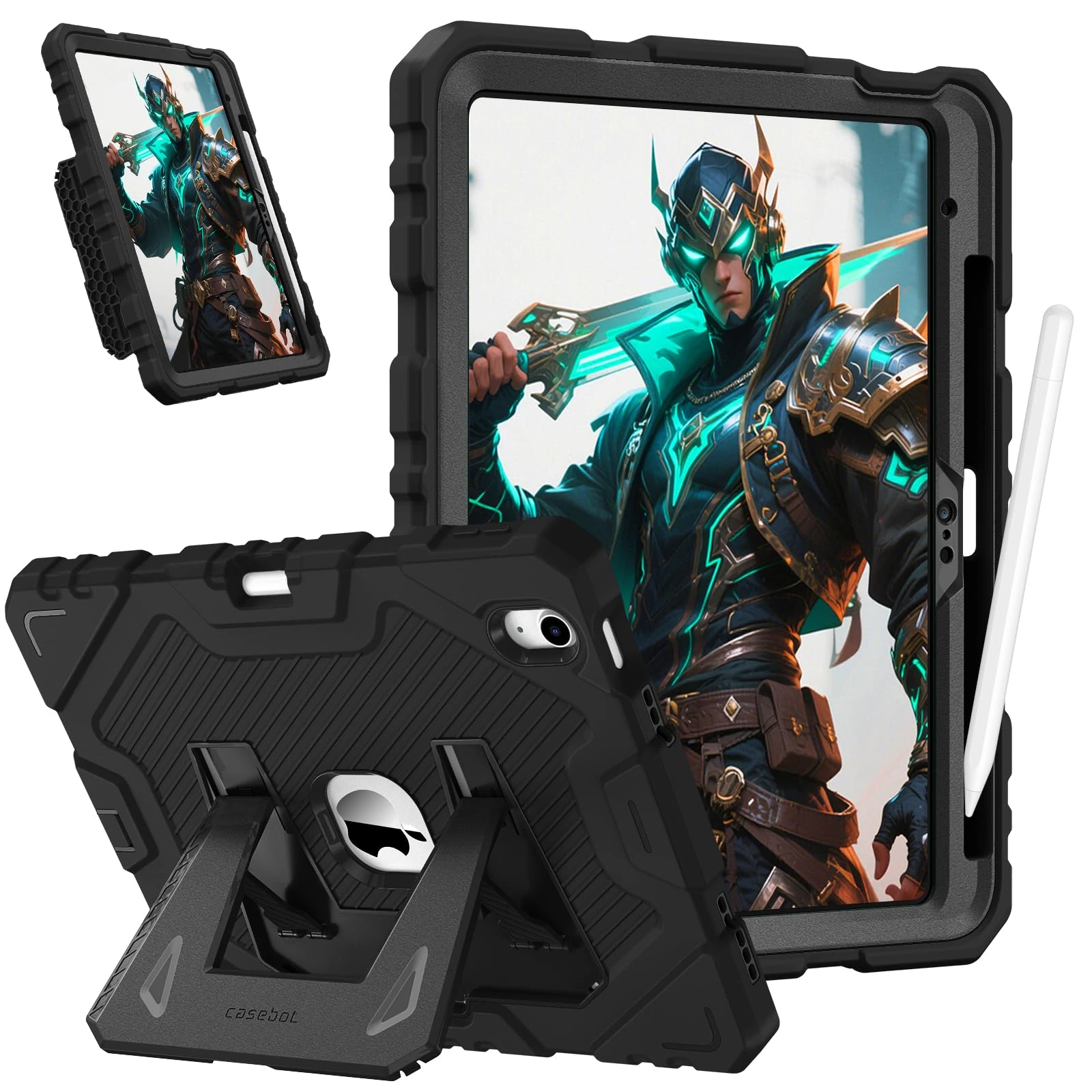 FINTIE Kids Case for iPad (A16) 11th Generation 11 Inch (2025), iPad 10th Generation 10.9 Inch (2022), Fully-Body Rugged Heavy Duty Shockproof Kiddie Case Built-in Stand for Boys & Girls, Black