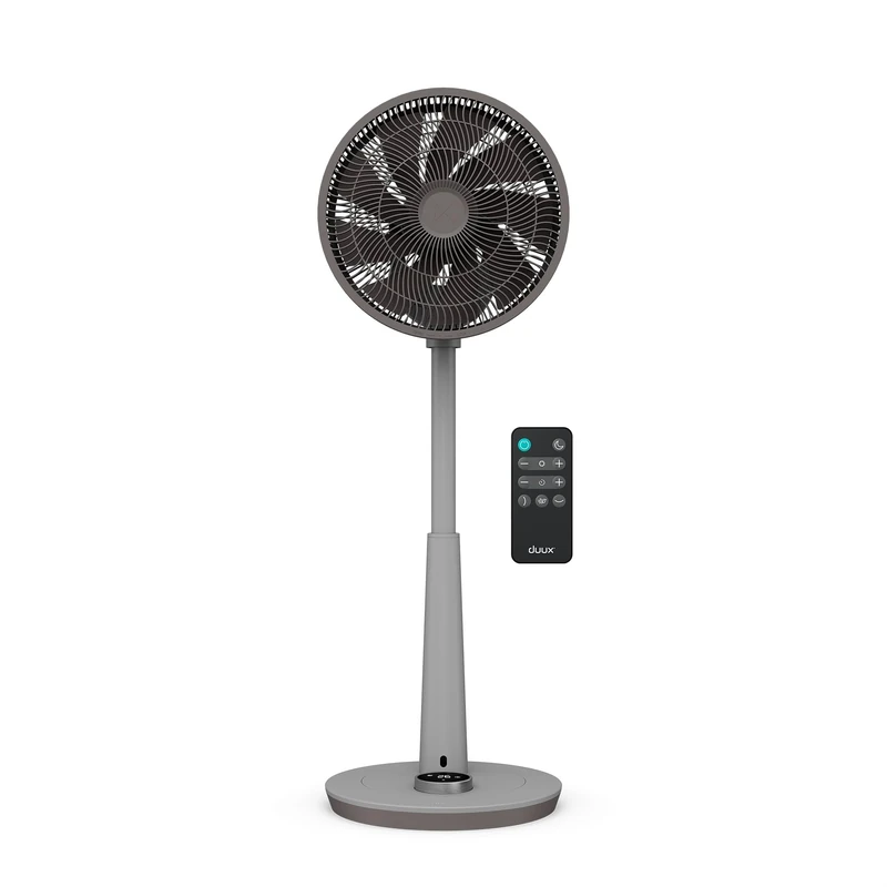 Duux Whisper 2 Standing Fan with Remote Control, 26 Cooling Speeds, Height Adjustable, Multi-direction Oscilation, Quiet Fan with Night Mode and Timer, Grey
