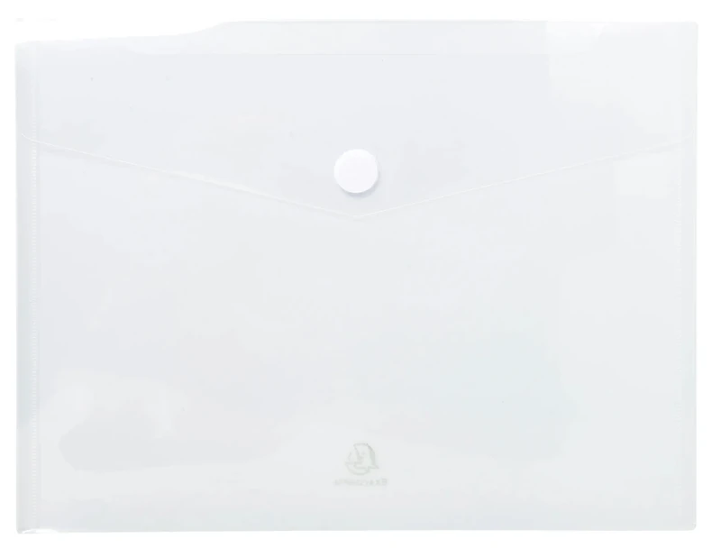 Exacompta - Ref 56421E - Box of 50 envelopes with Velcro Closure and Flap - Made of Soft PP - Pocket Size: 24 x 31.5 cm - Format to File A4 - Colourless Colour