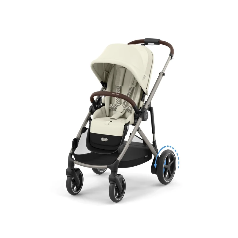 CYBEX Gold e-Gazelle S Stroller, from Birth to Approx. 4 Years, max. 22 kg (Single Mode) / 2X 22 kg (Duo Mode), All-in-1 System with e-Drive and 20+ configurations, Seashell Beige