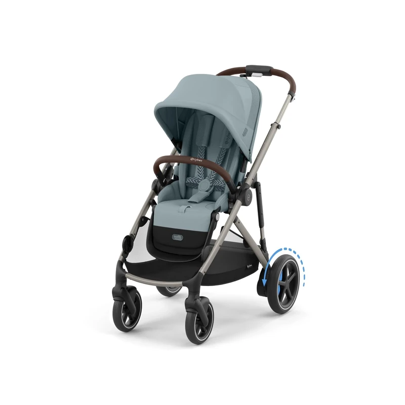 CYBEX Gold e-Gazelle S Stroller, from Birth to Approx. 4 Years, max. 22 kg (Single Mode) / 2X 22 kg (Duo Mode), All-in-1 System with e-Drive and 20+ configurations, Stormy Blue