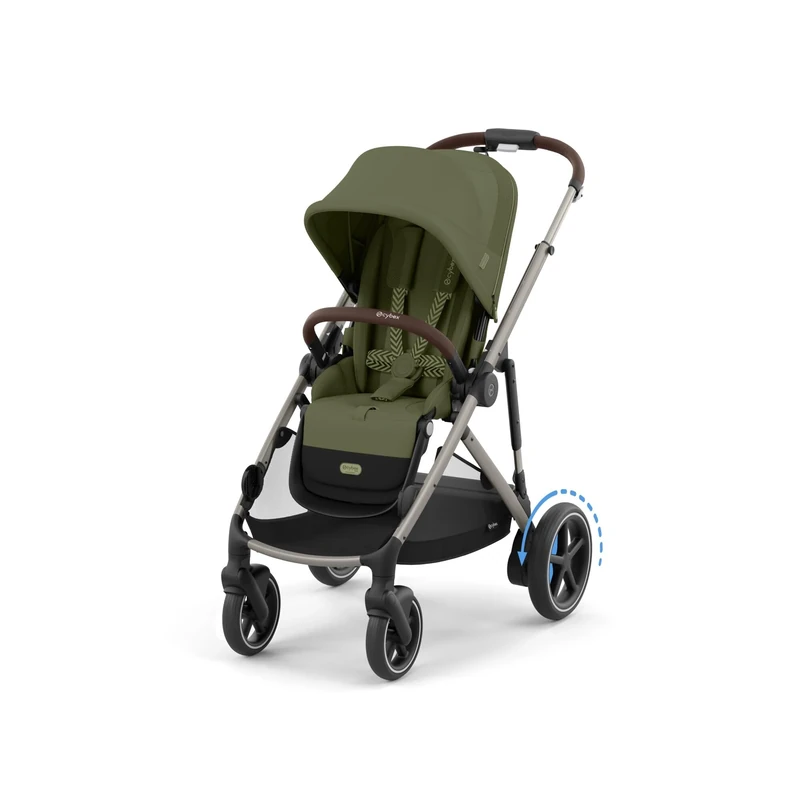 CYBEX Gold e-Gazelle S Stroller, from Birth to Approx. 4 Years, max. 22 kg (Single Mode) / 2X 22 kg (Duo Mode), All-in-1 System with e-Drive and 20+ configurations, Moss Green