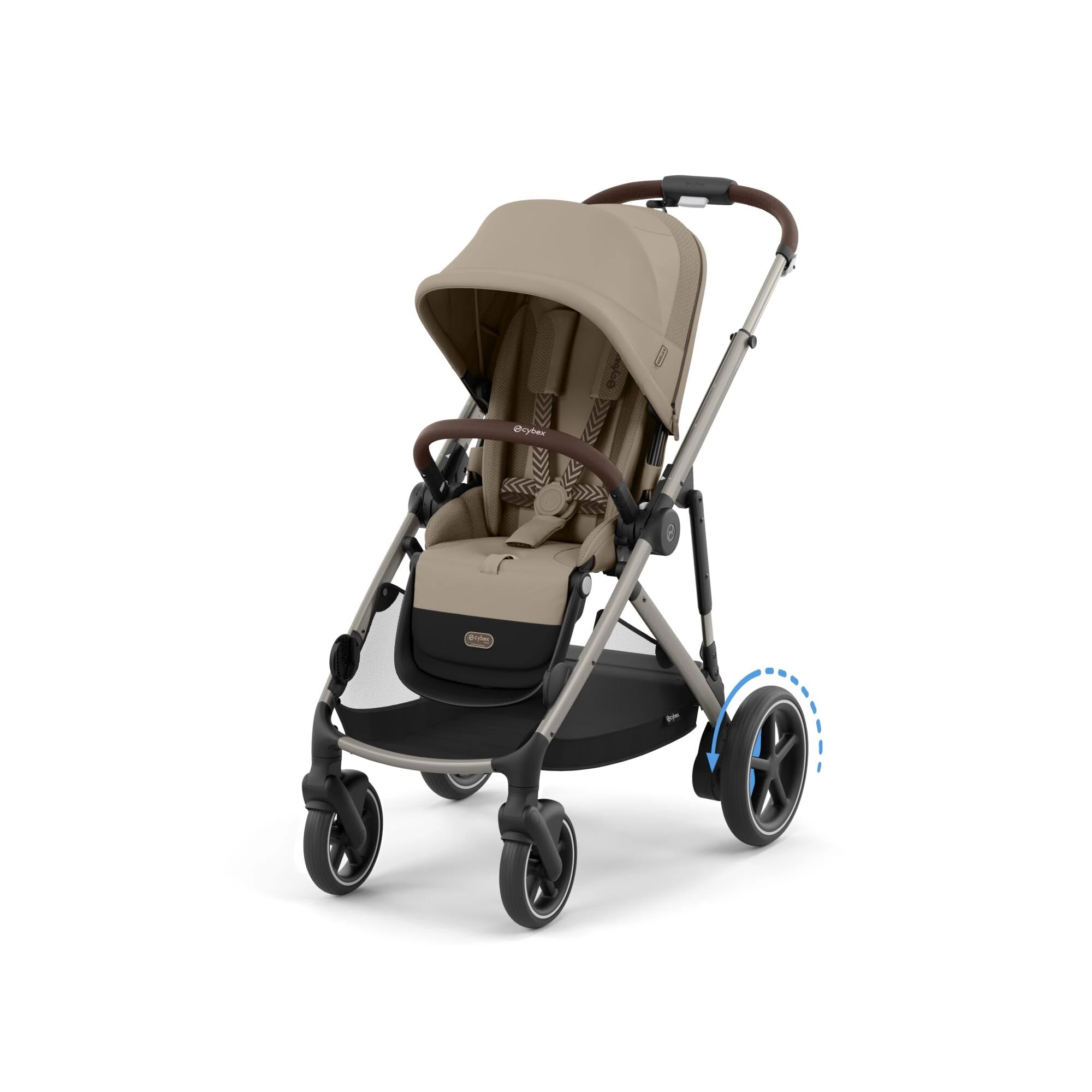 CYBEX Gold e-Gazelle S Stroller, from Birth to Approx. 4 Years, max. 22 kg (Single Mode) / 2X 22 kg (Duo Mode), All-in-1 System with e-Drive and 20+ configurations, Almond Beige