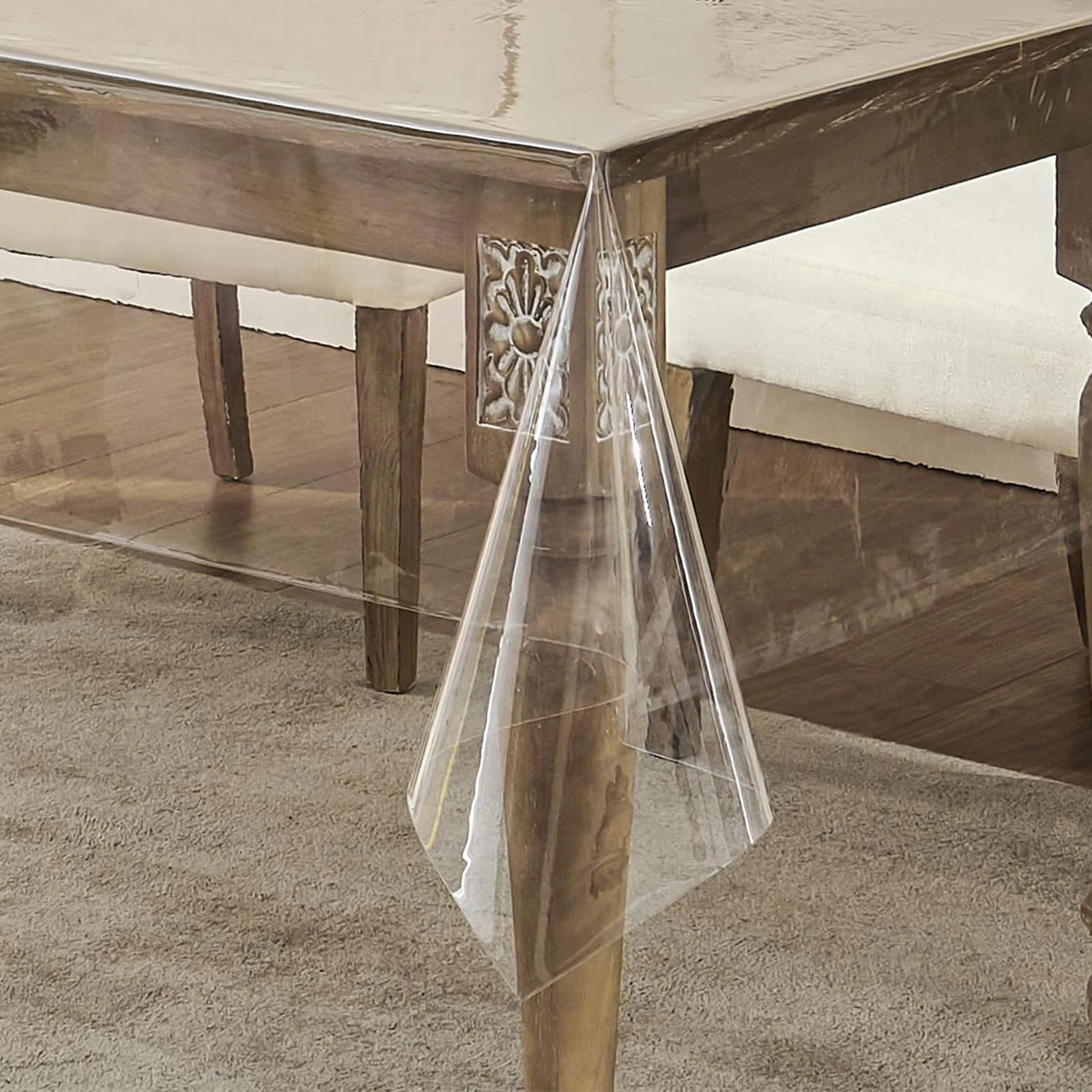 WenYa Clear PVC Tablecloth – Plastic Table Cover, Waterproof Table Protector, Rectangular Wipeable Table Cloth for Dining, Party, Workbench – Oilproof, Stain-Resistant, Reusable (71x55in/180x140cm)
