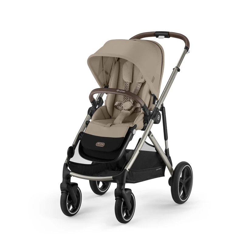 CYBEX Gold Gazelle S Stroller, from Birth to Approx. 4 Years, max. 22 kg (Single Mode) / 2X 22 kg (Duo Mode), All-in-1 System with 20+ configurations, Almond Beige