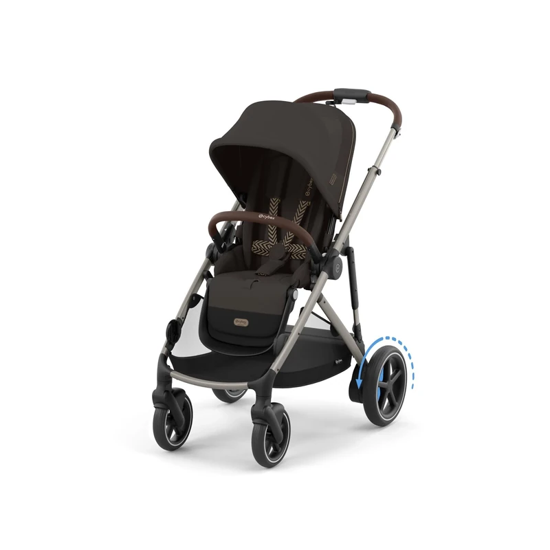CYBEX Gold e-Gazelle S Stroller, from Birth to Approx. 4 Years, max. 22 kg (Single Mode) / 2X 22 kg (Duo Mode), All-in-1 System with e-Drive and 20+ configurations, Chocolate Brown