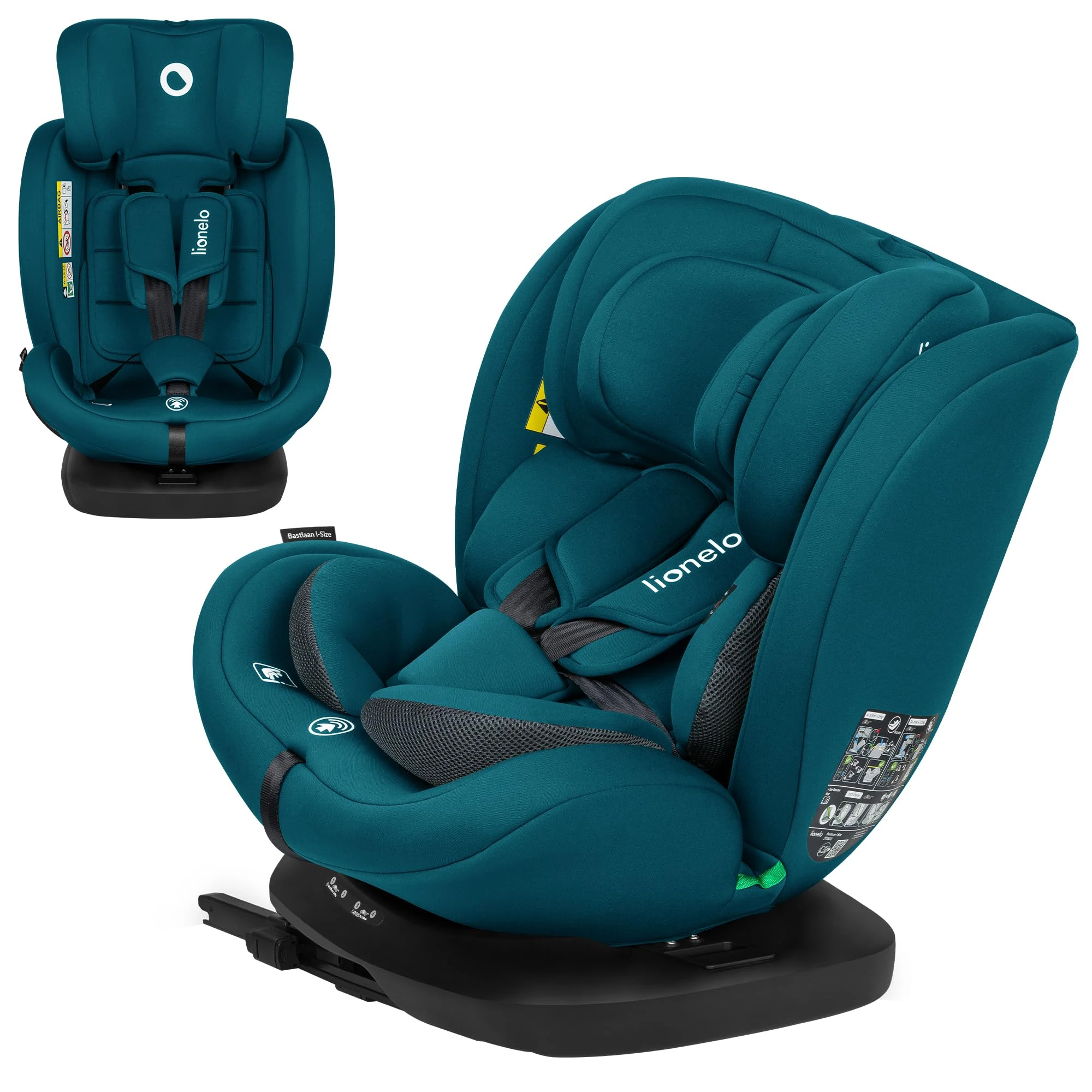 Lionelo Bastiaan i-Size 4in1 Car Seat with ISOFIX for Kids 0-12yo (40-150cm) Latest R129 I-Size 360° Swivel Rearward Facing Option 14 Adjustments Enhanced Side Protection