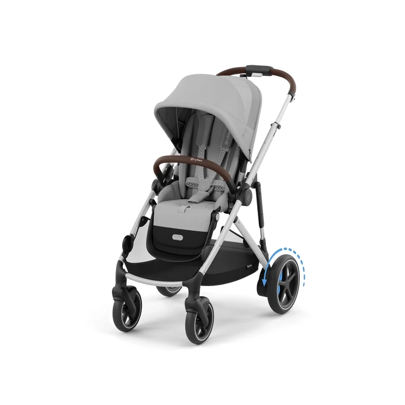 CYBEX Gold e-Gazelle S Stroller, from Birth to Approx. 4 Years, max. 22 kg (Single Mode) / 2X 22 kg (Duo Mode), All-in-1 System with e-Drive and 20+ configurations, Stone Grey