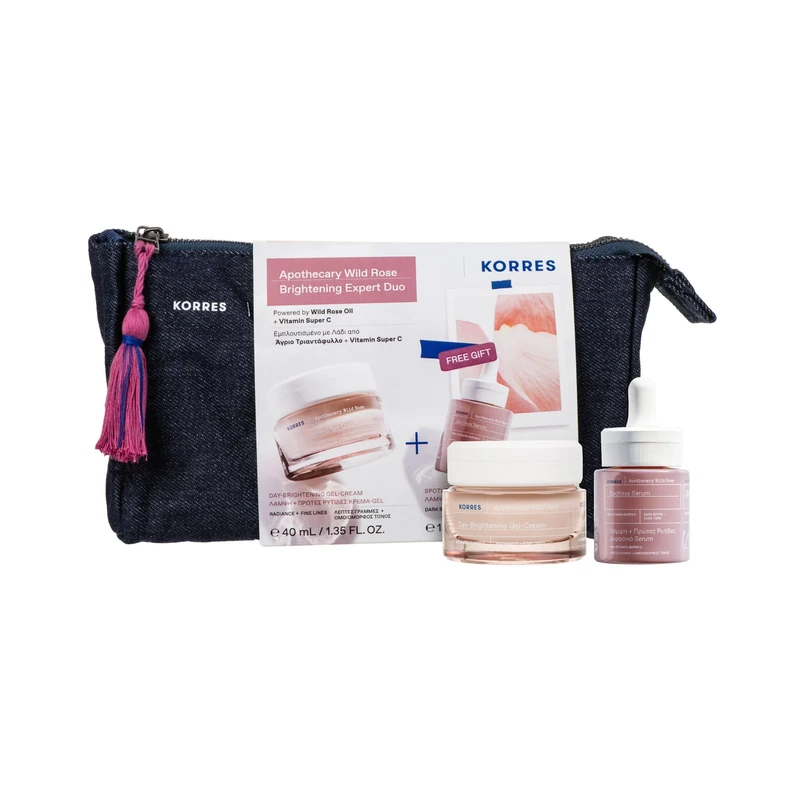 KORRES Apothecary Wild Rose Radiant Complexion - Expert Duo, Value Set of Day Cream 40 ml and 2-Phase Booster 15 ml for Gentle Glow and an Even Skin, Silicone and Paraben-Free, Vegan