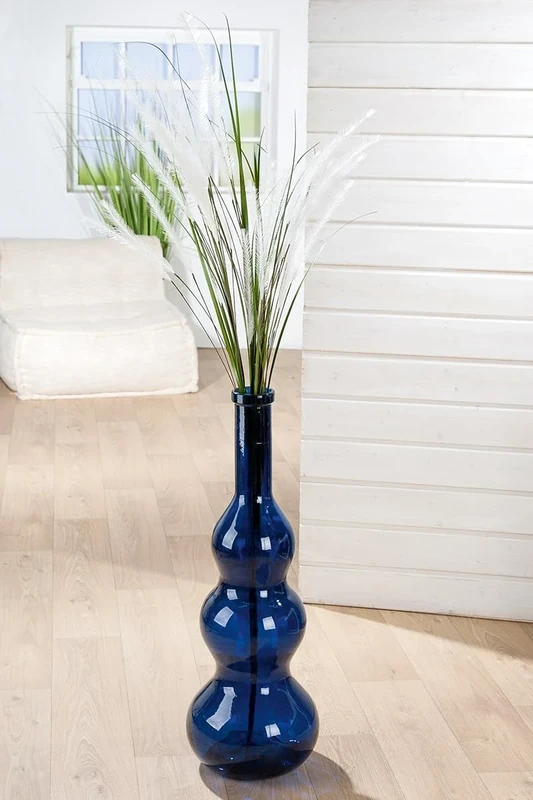GILDE Balleros Vase Glass Dark Blue Bulbous 75 cm High Diameter 26.5 cm Decoration Home Accessory Gift Idea Home Decoration