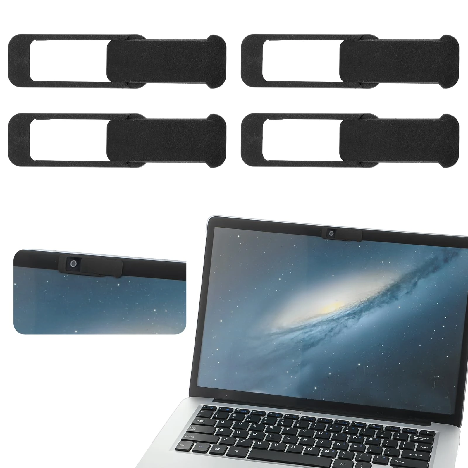 Ymapinc 4Pcs Laptop Camera Cover, Webcam Cover Slide for Privacy Safe Suitable for Computer Mobile Phones Laptops Tablets - Black