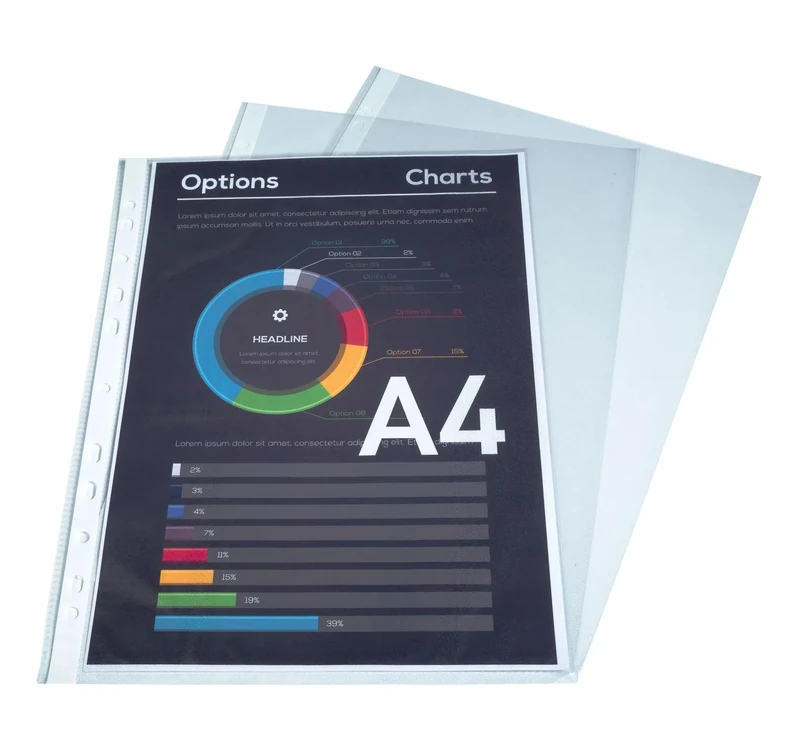 Exacompta - Ref. 59110E - Box of 500 Premium Grained Polypropylene Perforated Pockets Thickness 8/100th - Universal 11-Hole Perforation - A4 Filing Format - Clear