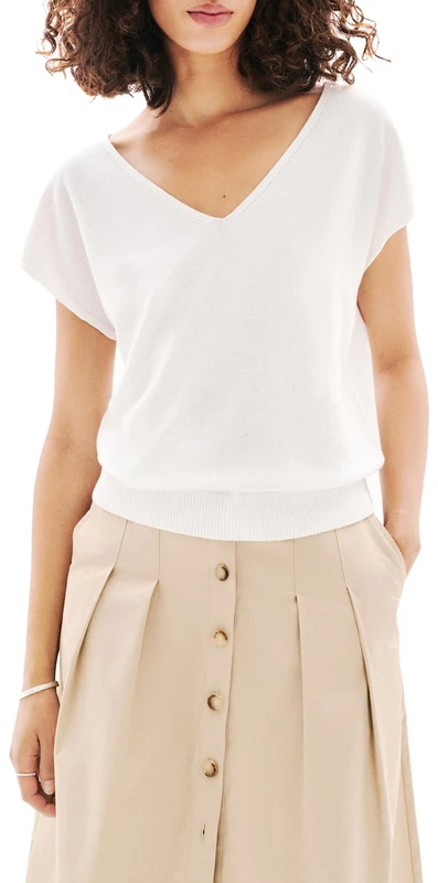 Caroll Women's 252k-milania Short Sleeve Sweater, Lucent White, L
