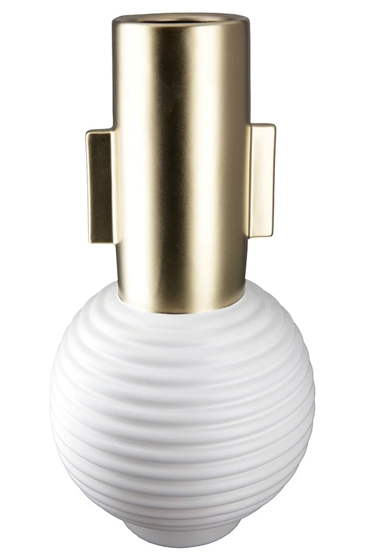 GILDE Cascade Ceramic Vase Champagne Matte Bulbous 42 cm High Decoration Home Accessory Gift Idea Living Room