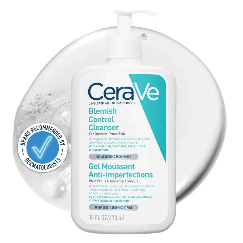 CeraVe Blemish Control Face Cleanser with 2% Salicylic Acid & Niacinamide for Blemish-Prone Skin, 473 ml