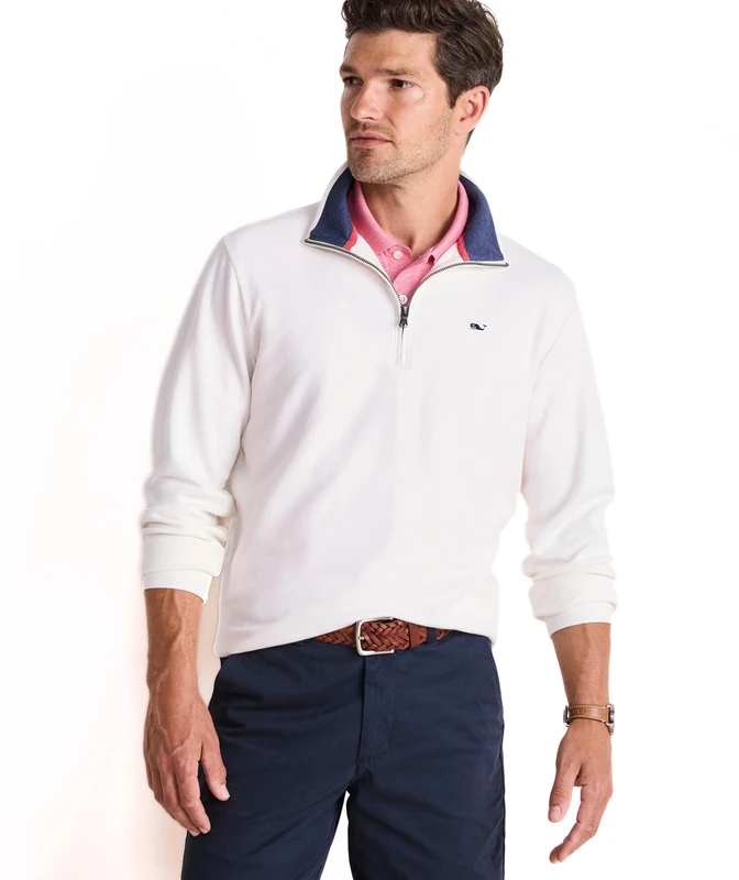 Vineyard Vines Men's Saltwater Quarter-Zip Pullover Sweater, Americana Marsh, Medium