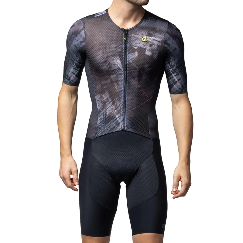 Alé Cycling Men's PR.E Mirror Skinsuit, Black, XXL