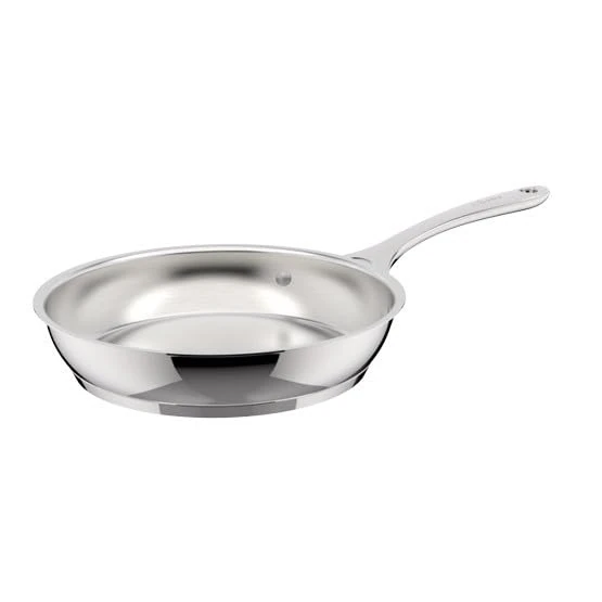 Lagostina Orchestra Frying Pan with Long Handle in Stainless Steel 18/10 Diameter 28 cm, Lagotherm Bottom 3 Layers, Mirror Effect Exterior and Interior Satin, for All Heat Sources