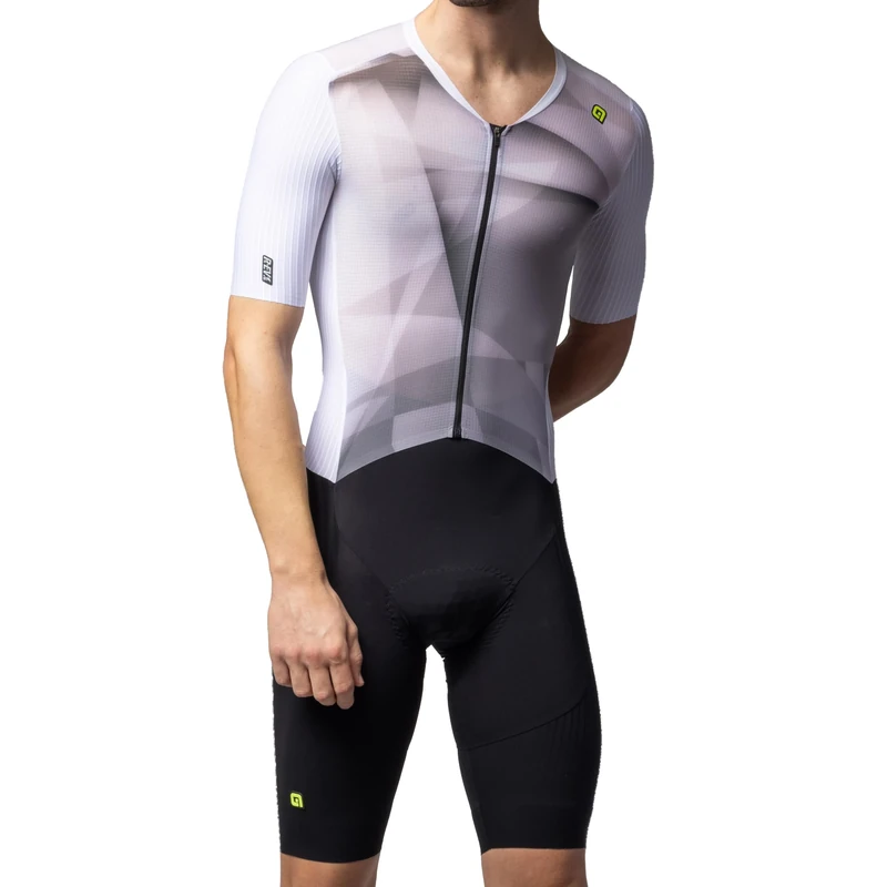 Alé Cycling Men's R-EV1 Watt 3.6 Short Sleeve Skinsuit, White, L